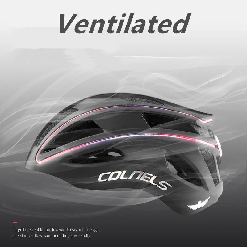 Capacete de Ciclismo Profissional COLNELS com Lanterna Traseira USB e Barra de Luz para Ciclismo de Estrada e Esportes ao Ar Livre