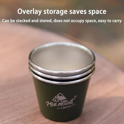 Conjunto de 4 Canecas de Aço Inoxidável, para Acampamento ao Ar Livre, Caneca de Café Empilhável para Viagem, Piquenique, Churrasco, Caminhada - Presente de Feriado