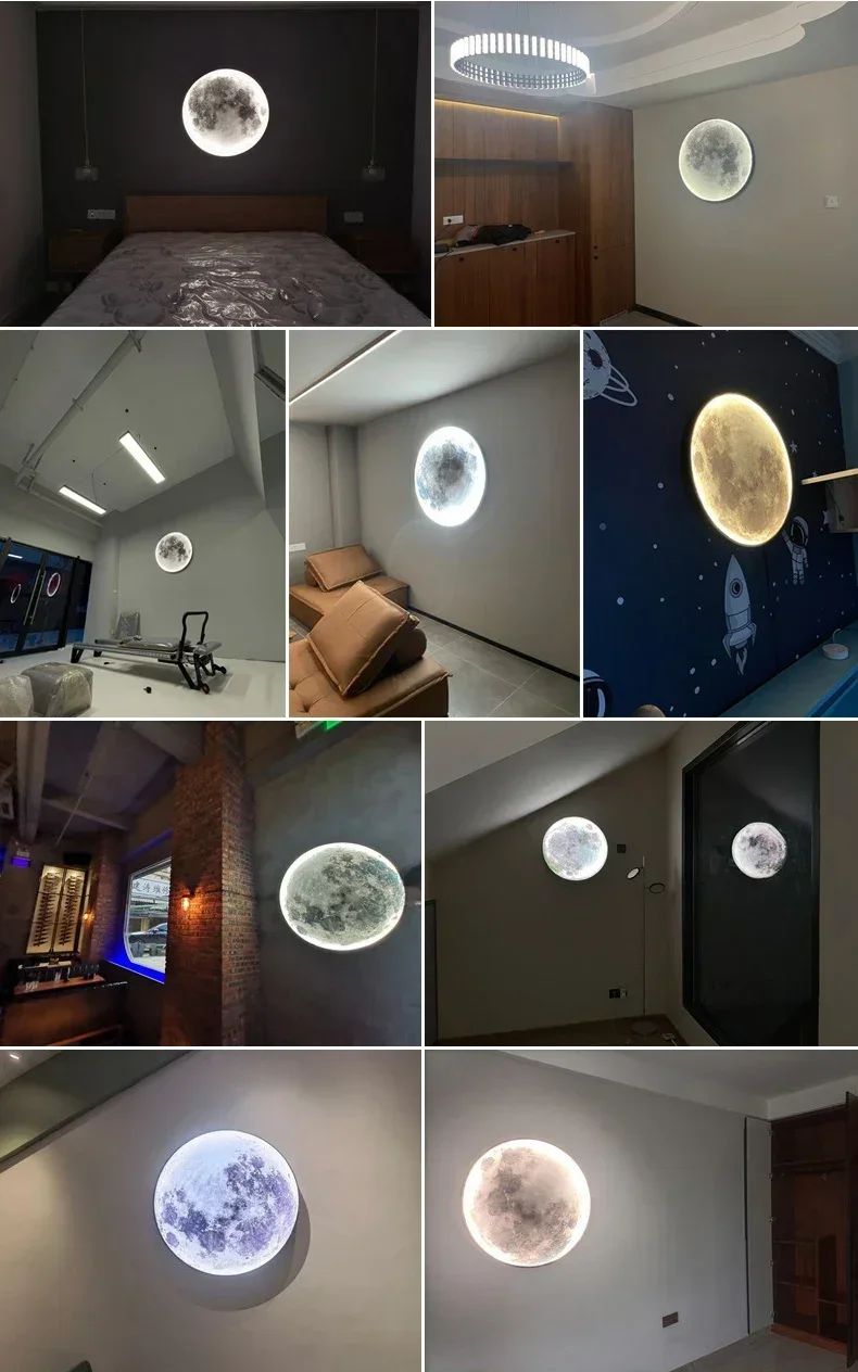 2025 Newest LED Modern Simple Bedside Wall Lamp Net Red Creative Living Room Bedroom Moon Mural New Balcony Stair Aisle Lamps