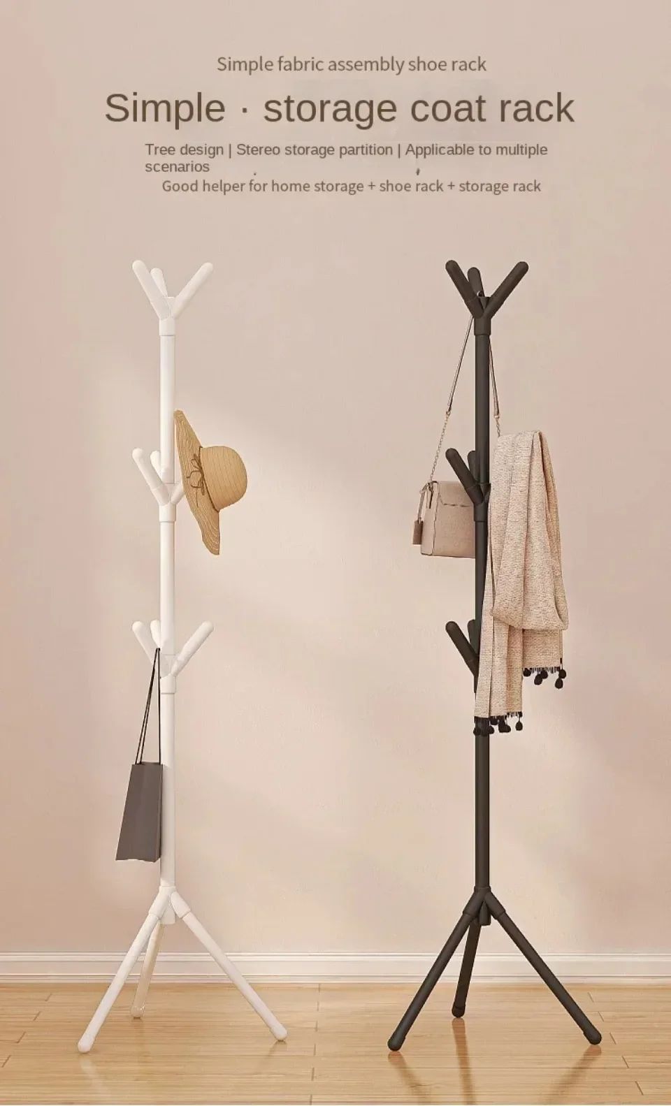 Floor Standing Clothes Rack Tree Branch Shape Multi Hook Mobile and Convenient Coat Rack for Home Living Room Clothing Storage