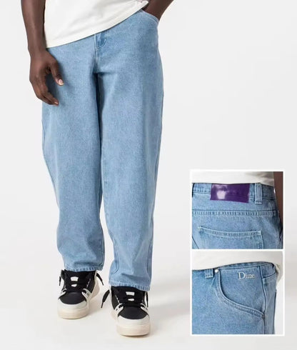 Calça Jeans Masculina Dime Baggy Reta Larga Casual Streetwear Skate Calça Jeans Lavada Comprida Curta Estilo Hip Hop