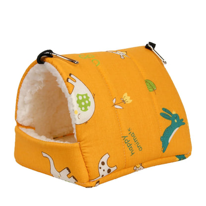 1 peça Cama de pássaro com estampa fofa Mini gaiola Coelho Esquilo Tapete Porquinho-da-índia Ninho Casa de hamster Cama de dormir para animais pequenos Gaiola suspensa para animais de estima