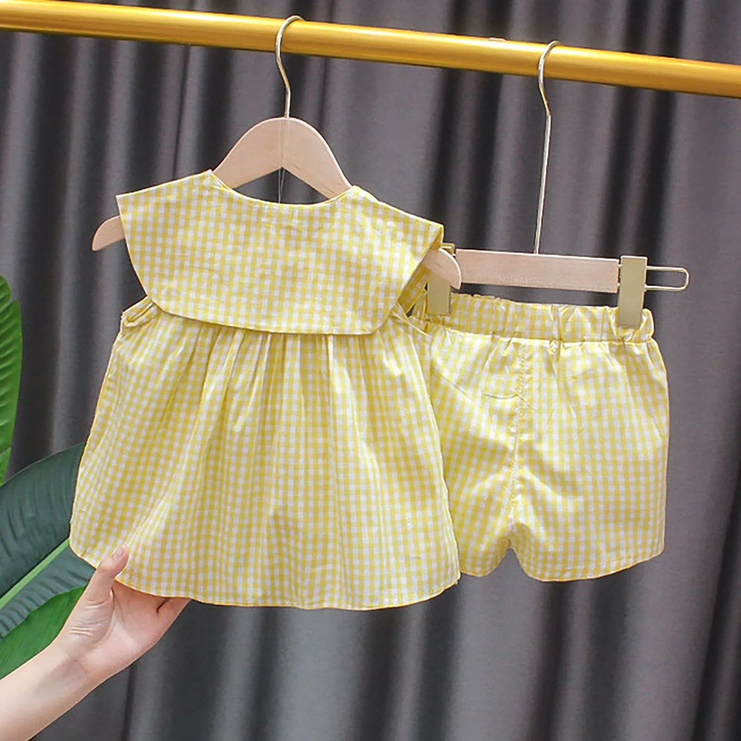 Summer Clothes Sets Girls Cute Fruit Cotton Girls Plaid Sweet Princess 2pcs Suit Children's Clothing Baby Clothes Girls 0-24M