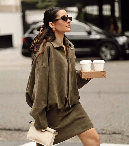 Fall Winter Pilot Jacket Batwing Sleeve Zipper Loose Fleece Outerwear Casual Top for Women Comfortable Soft Fabric Coat