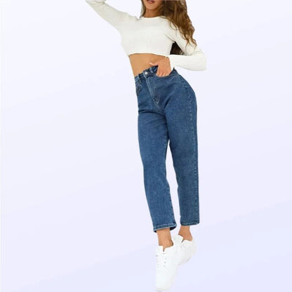 Women's High Waist Straight Leg Jeans Summer Breathable Loose Fit Versatile Comfortable Long Pants Commute Casual Style