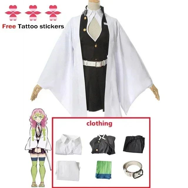 Adult Children Anime Kanroji Mitsuri Cosplay Costume Kimono Haori Dress Wig Clothes Halloween Costume for Adult Children