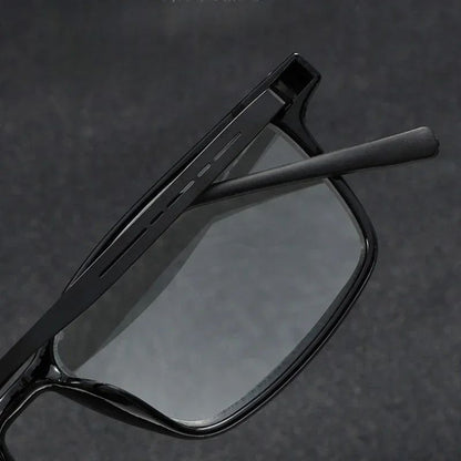 Óculos Multifocal Fotocromático para Presbiopia Armação Quadrada Óculos de Leitura para Negócios Luz Azul Lentes Acabadas para Vista Longa