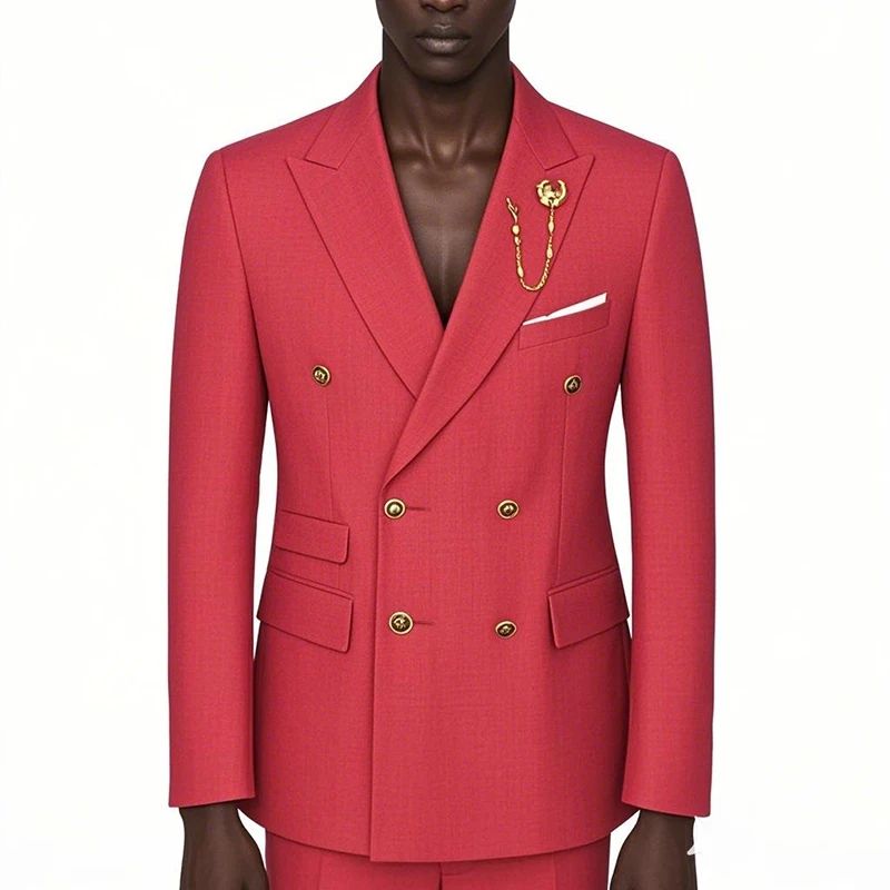 2025 Suit (Blazer+ Trousers) Men's Fashionable Gentleman Business Double-breasted British-style Banquet Host Casual Wedding Suit