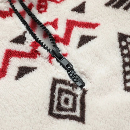 Ms Aztec National Printing Ultra-fine Austrian Fleece Jacket Zipper Lady