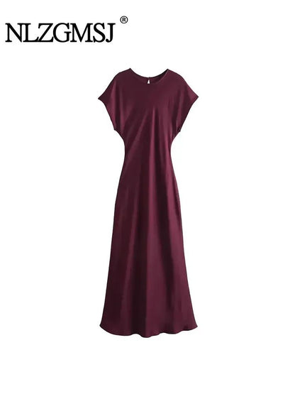 TRAFSHE Midi Satin Dress Woman Long Dresses For Women Chic And Elegant Evening D