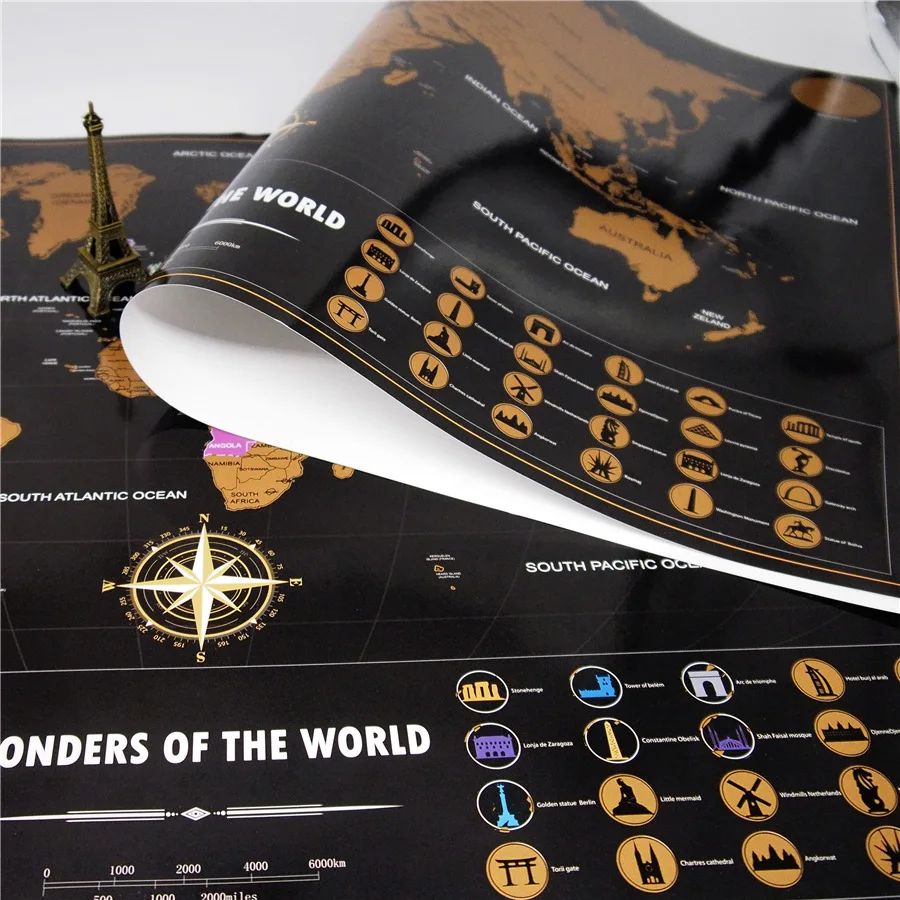 International Erase Scratch Maps - Explore Adventure Maps 58X83 CM - Deluxe Scratch Off Maps Travel Poster Room Office Decor