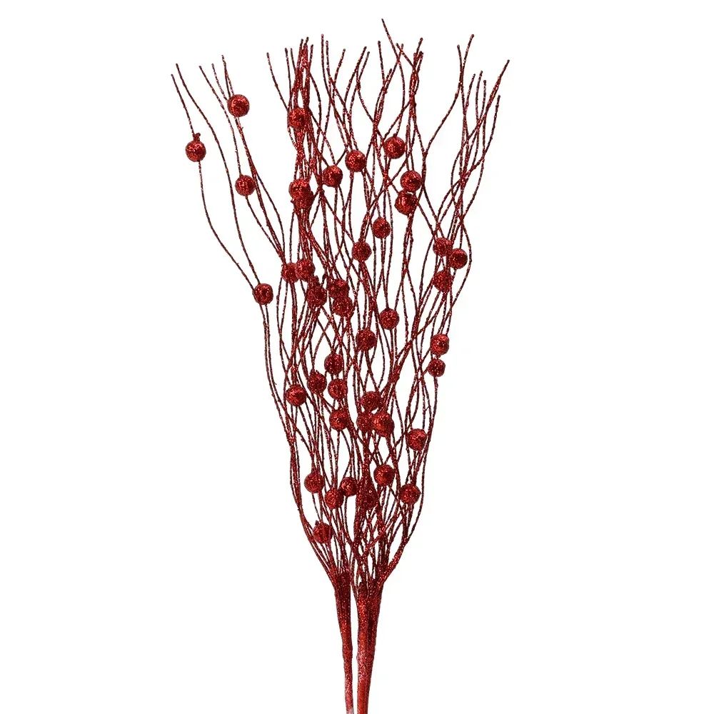 1-10pcs Gold Christmas Decorative Flash Artificial Berry Stem Decor for Christmas Tree DIY Wreath Fireplace Holiday Crafts Gifts