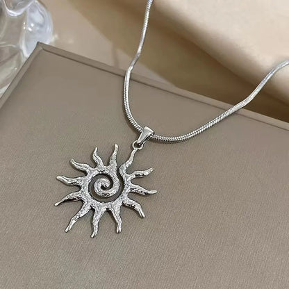 Colar Vintage Chique Com Pingente Em Formato De Sol Aço Inoxidável Joias Acessórios De Moda Dourados Presente Para Mulheres Homens Casais