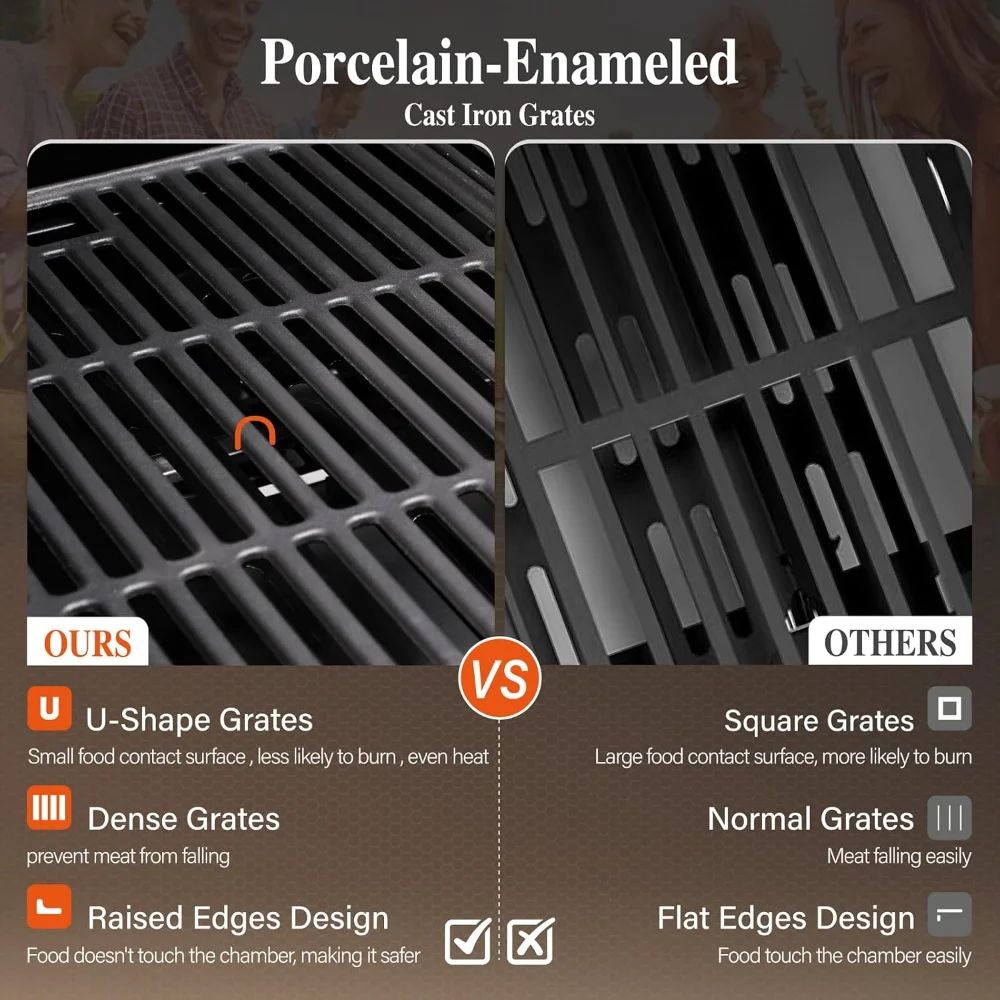 4-Burner Propane Gas Grill, Stainless Steel BBQ Grill with Side Burner Grill