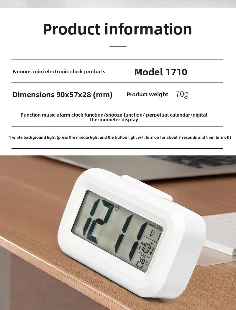 Bedside Table Alarm Clock Date Temperature Function Children's Bedroom Clock Home Offices Desktop Clock Desk Decor Digital Child