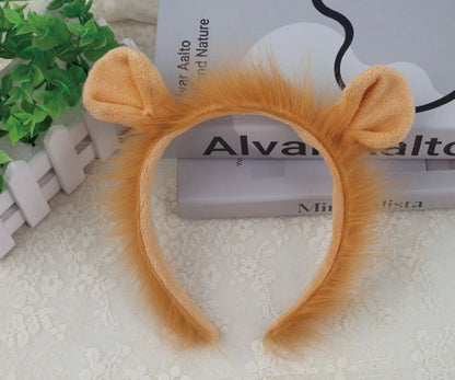 Animal Lion Ears and Tail Headband Skirt Set For Party Dress Up Accessories Cosplay Costume For Adult Kids