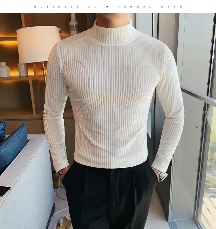 New Gold Velvet T Shirt Men Clothing Fashion Trend Male Luxury Prom Party Long-sleeved Striped Pullover Tops Homme