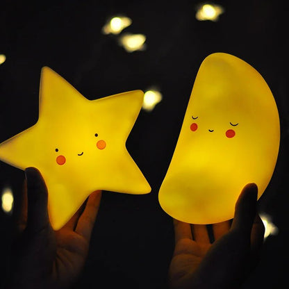 LED Mini Night Light Cartoon Fantasy Star Moon Bedside Light Baby Room Decoration Feeding Night Light Children Gift Toy