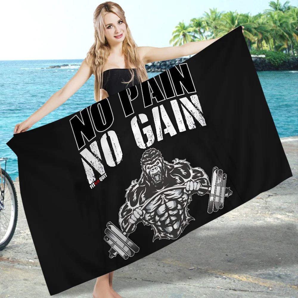No Pain No Gain GYM Towel Microfiber Beach Towel Absorbent Quick dry Soft Yoga Swimming Resort Mountain Climbing Towel