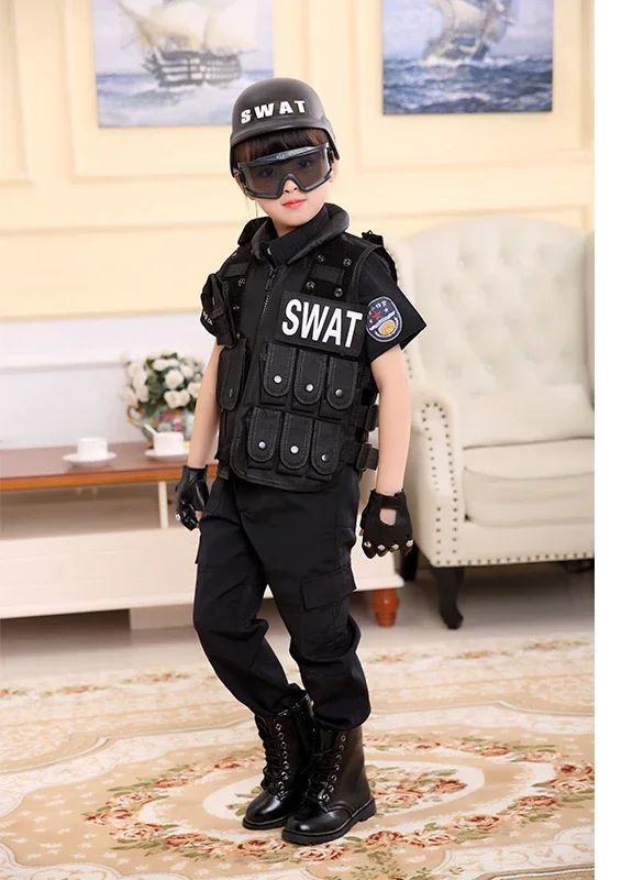 2025 Halloween Children Hunting Military Tactical Army Vest Kids Airsoft Gear Combat Armor Uniform Boy Girl Swat Police Outdoor