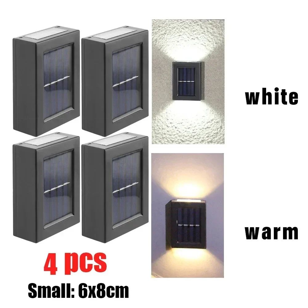 1~6pcs Solar Light Outdoor Up and Down Wall Washer Light Waterproof Solar Lamp Garden Street Balcony Yard Stairs Fence Decor