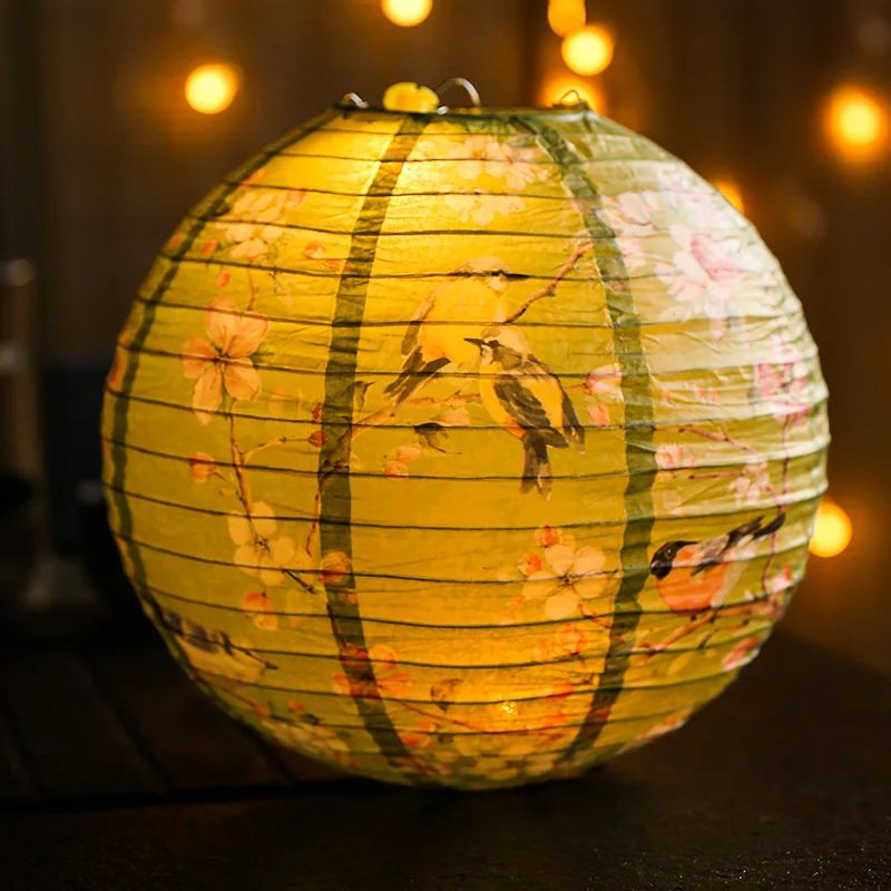 12Inch Printed Flower Round Chinese Paper Lanterns Birthday Wedding Decor Craft DIY Festival Lantern Party Supplies