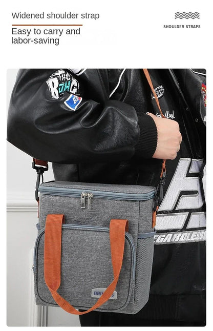Large Capacity Lunch Bag Thermal Insulation Thickened Waterproof Bags Portable With Handle Crossbody Bag Waterproof Oxford Cloth