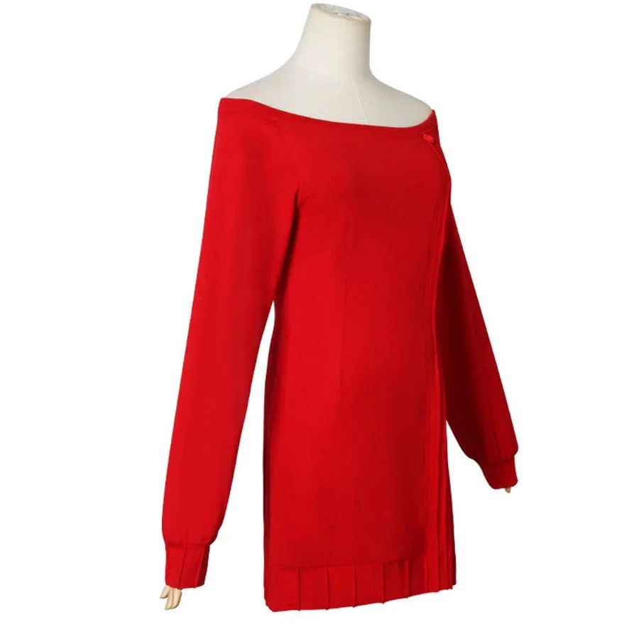 Anime spy x family Yor Forger Cosplay Costumes Red Sweater Dress Suit Casual Wear Black Braid Wig Halloween Costume For Women