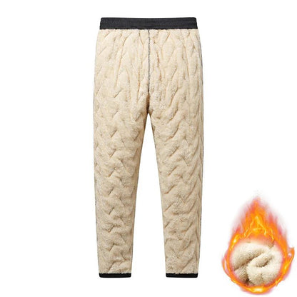 Calça Moletom Masculina Jogger Impermeável Forrada de Lã Grossa Calças de Treino Esportivas Quentes de Inverno com Zíper e Bolsos