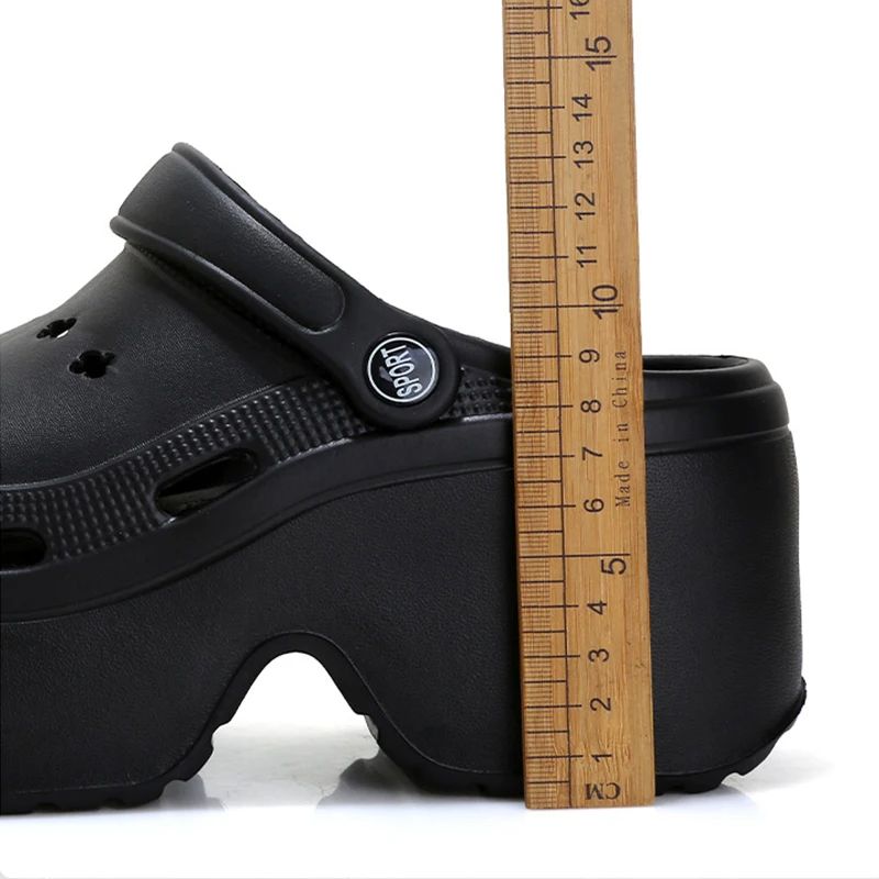 9CM Thick Women's Sandals Shoes Summer Slippers High Heel Soft Sole Beach Garden Shoes Outdoor Waterproof Women's Hole Shoes