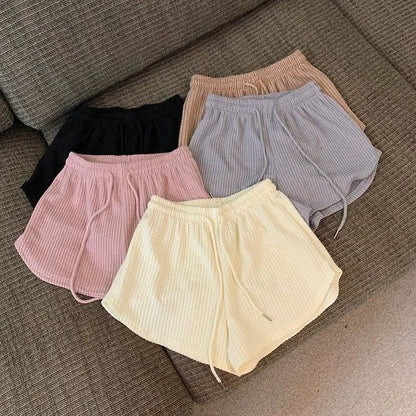 Women Shorts Summer High Elastic Lace Up Drawstring Wide Leg Sweat Short  Shorts for Women  Women Clothing  Womens Shorts