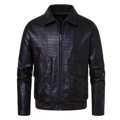 New Fashion Men's Spring Autumn Lapel Casual Pu Leather Loose Motorcycle Jacket
