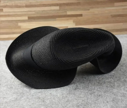 Chapéus de Sol Grandes Oversize para Homens Mulheres Praia Panamá Aba Larga Chapéu de Palha Senhora Chapéus de Sol de Verão Plus Size Chapéu Fedora 55-57cm 58-60cm