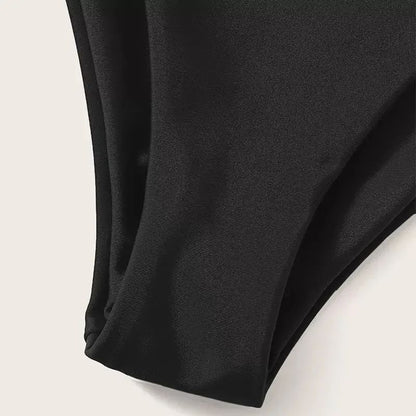 Women High Waisted Brazilian Bikini Set Sexy V Cheeky Swimwear Summer Beach Bathing Suit Black Thong Bottom Sexy Female Swimming