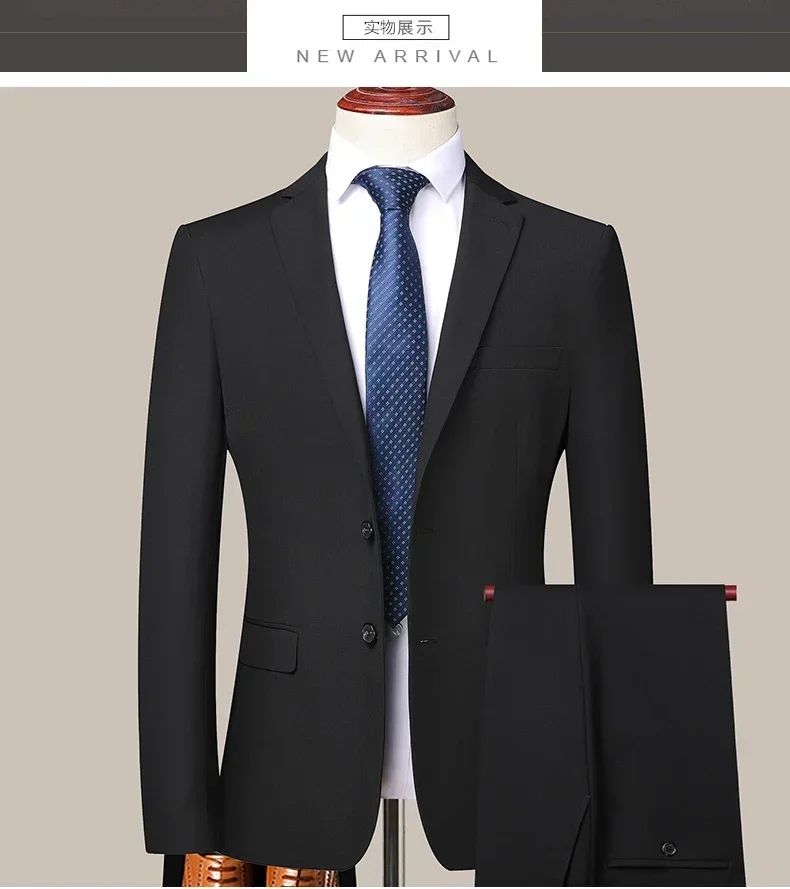 Suit 8XL (Blazer + Trousers) Men Korean Version of The Youth Elegant Fashion Simple Casual Gentleman Best Man Suit 2 Piece Suit