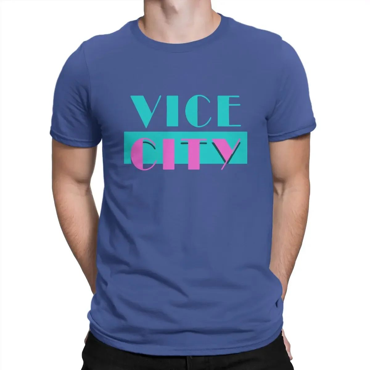 Theft Auto Creative TShirt for Men Vice City Round Neck Pure Cotton T Shirt 2024 Distinctive Birthday Gifts Streetwear GTA Grand