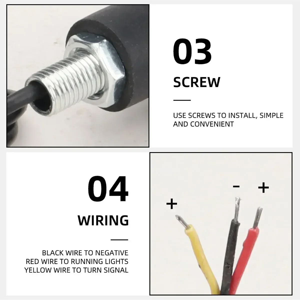 Luz de Seta LED 12V para Ponta de Guidão de Motocicleta Pisca-Pisca Branco/Amarelo Luz de Posição Lateral para Motocicletas