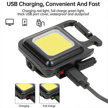 Portable Keychain Light Mini Multifunctional Camping Flashlight USB Rechargeable Work LED Bright COB Pocket Clip Lantern 1-10Pcs