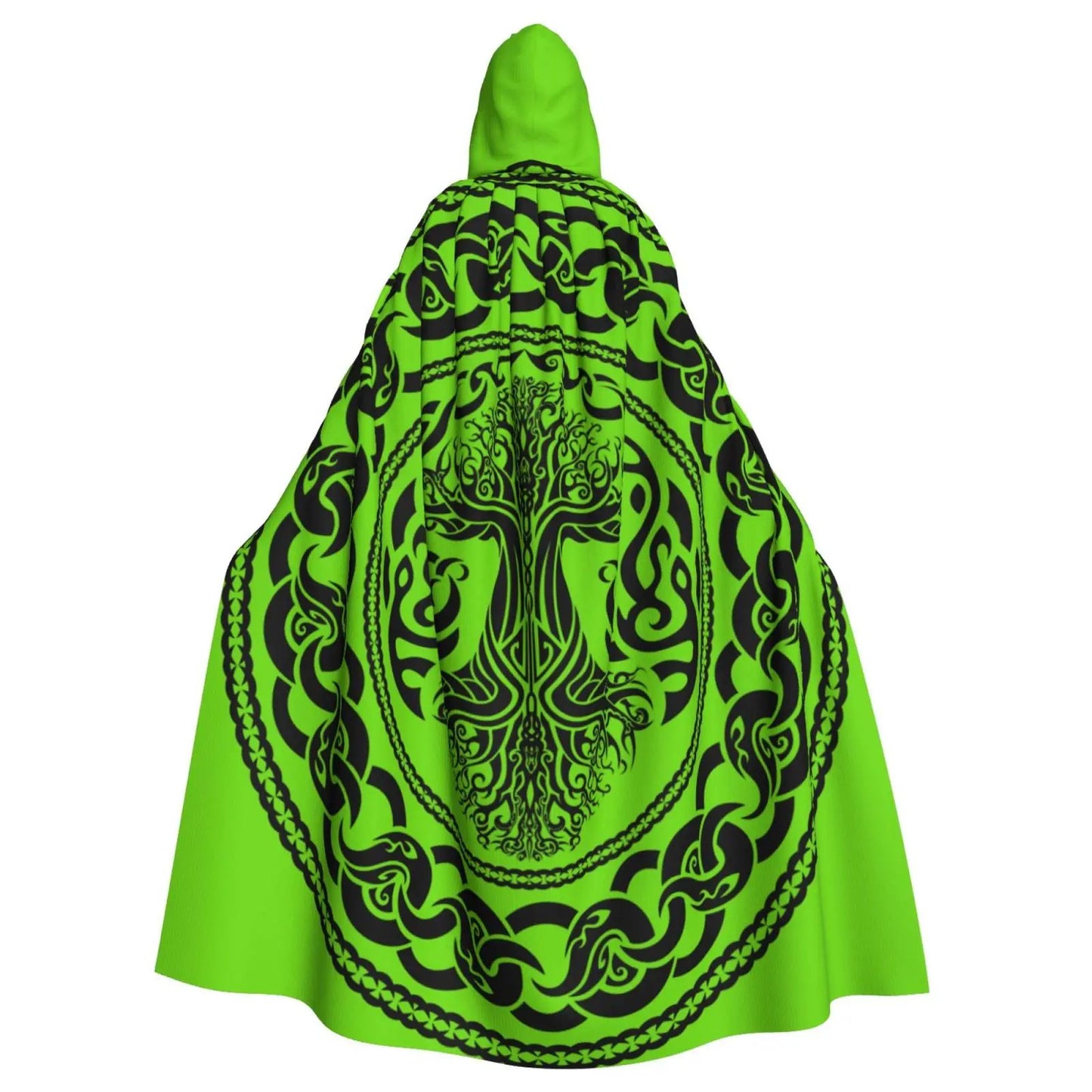 Tree Of Life Celtic Adult Cloak Cape Hooded Medieval Costume Witch Wicca Vampire Elf Purim Carnival Party