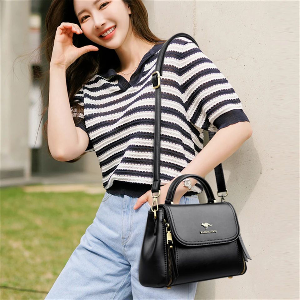 Women's Soft Leather Top-Handle Bags Luxury Design Shoulder Messenger Bags High Quality Handbags and Purses Commuting Sac a Main