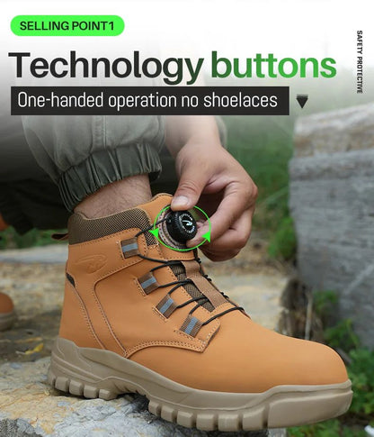 Botas de segurança masculinas à prova d'água, indestrutíveis, com biqueira de aço, anticorte, resistentes a perfurações, sapatos de segurança para motociclistas, Botas Para Hombre