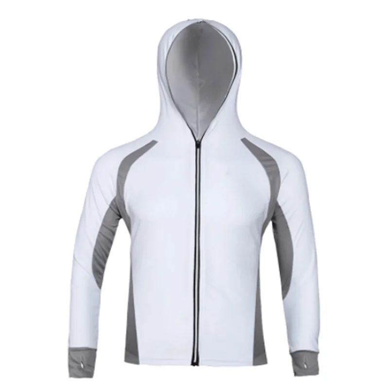 Novo Estilo Masculino Roupa de Pesca Secagem Rápida Proteção Solar Camisas de Pesca Leve Manga Longa Camisa de Pesca com Capuz e Zíper