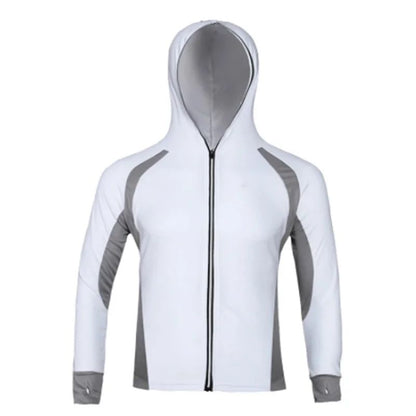 Novo Estilo Masculino Roupa de Pesca Secagem Rápida Proteção Solar Camisas de Pesca Leve Manga Longa Camisa de Pesca com Capuz e Zíper