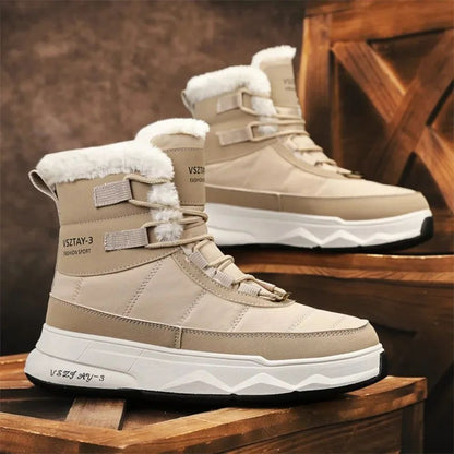 Men's Winter Plus Velvet Warm High-top Down Bread Shoes Waterproof and Non-slip Cotton Shoes Men's Big Boots==bottes Pour Hommes