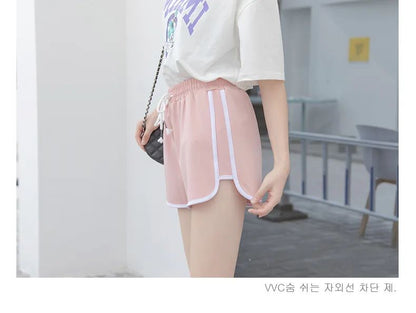 Women Striped Casual Shorts Korean Harajuku Loose All Match Sports Shorts Summer Fashion Simple Yoga Thin Mini Shorts Female
