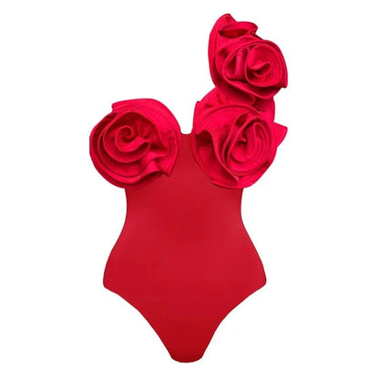 2024 Sexy Red 3D Ruffle Flower One Piece and Skirt set Swimwear beachwear Party Dress  Clearance Wholesale