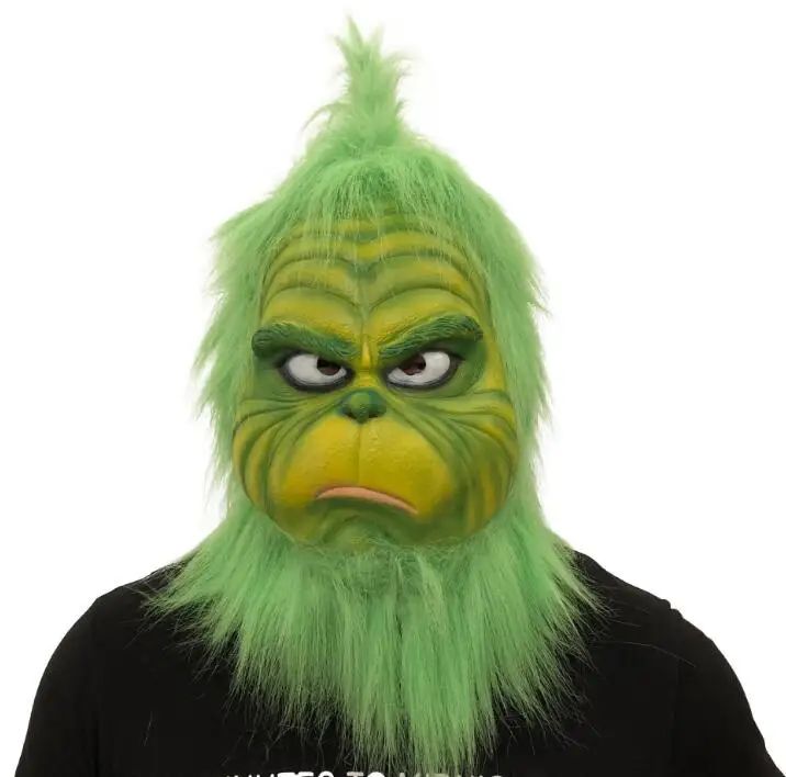 Cute How Christmas Green Haired Cosplay Mask Latex Halloween XMAS Full Head Latex Mask Cosplay Costume Mask Props