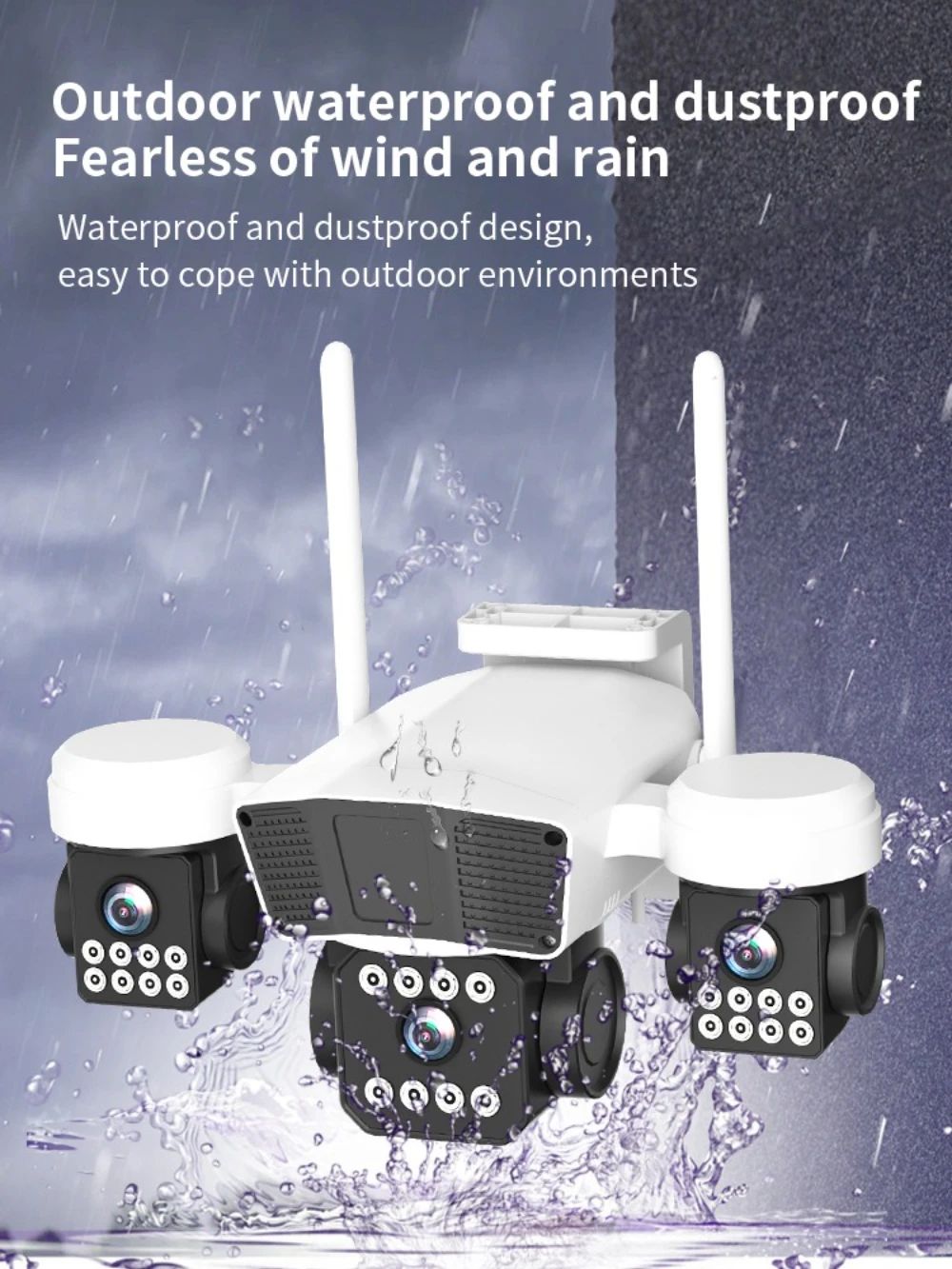 ANSVICAM 12MP 6K UHD WIFI Camera 3-PTZ Outdoor Cam Three Lenses Triple Screens Security Monitor Night Vision Waterproof CCTV