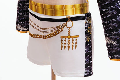 Girls Black?Gold 3D Printed Jacket Shorts Cosplay Set Kids Outfit for Stage Show Birthday Party Halloween Carnival Dress?Up