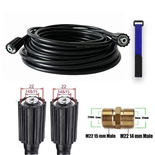 Mangueira Extensora de Água para Lavadora de Alta Pressão, de Comprimento Personalizável, M22-PIN14mm 15mm para Pistola de Lavagem de Carros de Alta Pressão